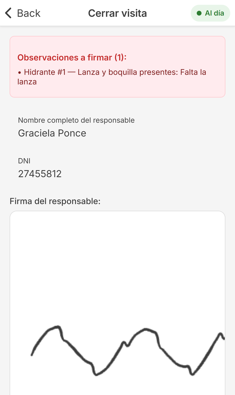 Una falla, una foto, y el encargado firma lo que vio — captura 2